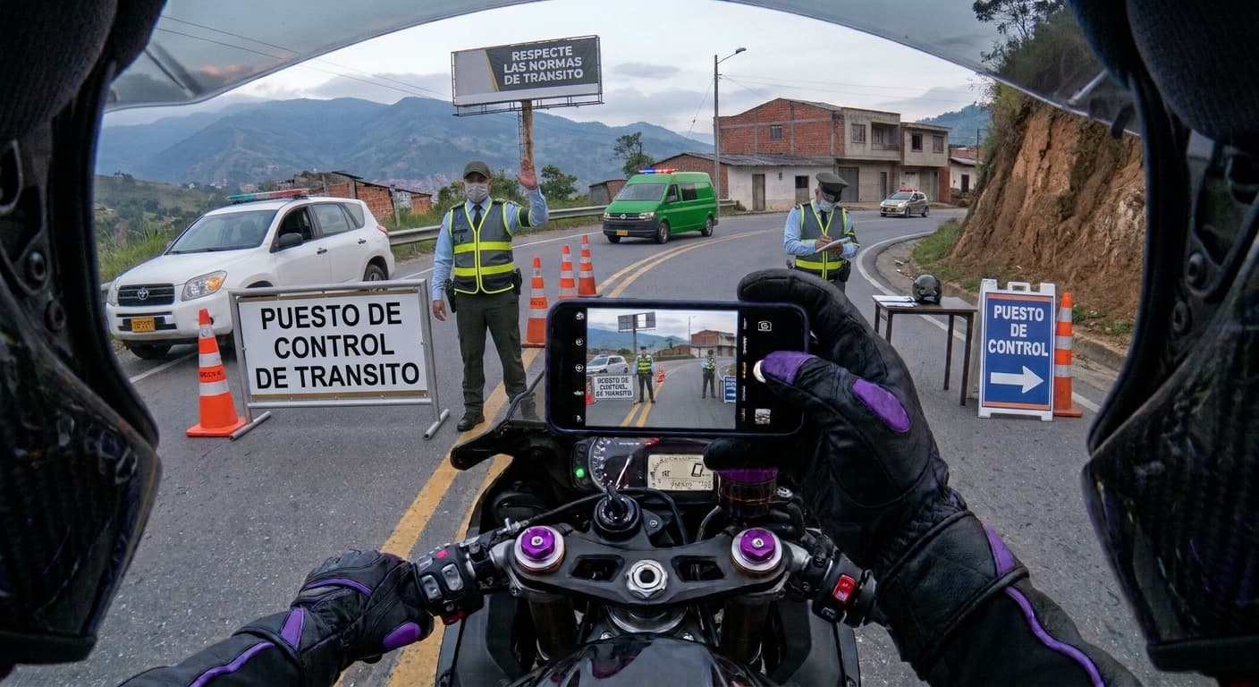 El personaje de CódigoTAI fotografiando un puesto de control de tránsito sin señalizar